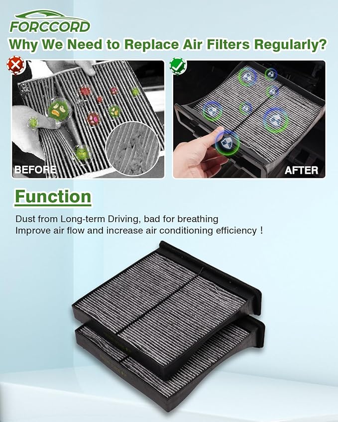 Cabin & Engine Air Filter Fit for Subaru Forester 2009-2018 H4 2.5L, Forester 2014-2018 H4 2.0L Activated Carbon Cabin Filter Replacement CF10930 16546AA090 Car Accessories
