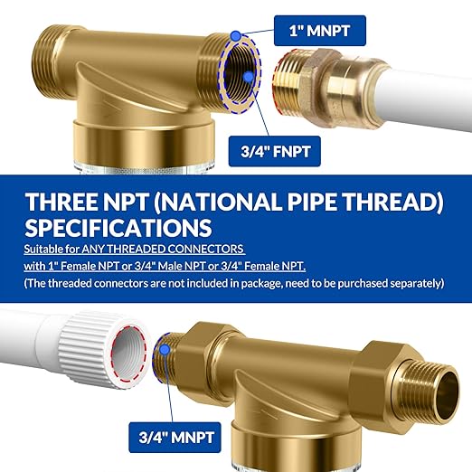 SimPure 100/500 Micron Spin Down Sediment Filter, Reusable Whole House Sediment Water Filter, Pre-Filtration System for City/Well water, 1" MNPT + 3/4" FNPT + 3/4"MNPT, BPA Free