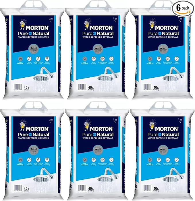 (6 PK) Morton Water Softener Salt Crystals, Pure and Natural 4 in 1, 40 pounds