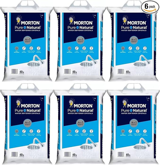 (6 PK) Morton Water Softener Salt Crystals, Pure and Natural 4 in 1, 40 pounds