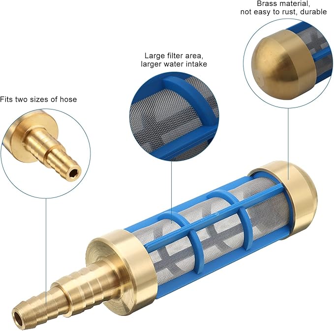Garden Hose Inlet Filter for High Pressure Washer 3/4'' 5/8'' Hose Water Suction Strainer Pickup Filter Hose Inlet Strainer for Water Tank Connection to Suction Hose