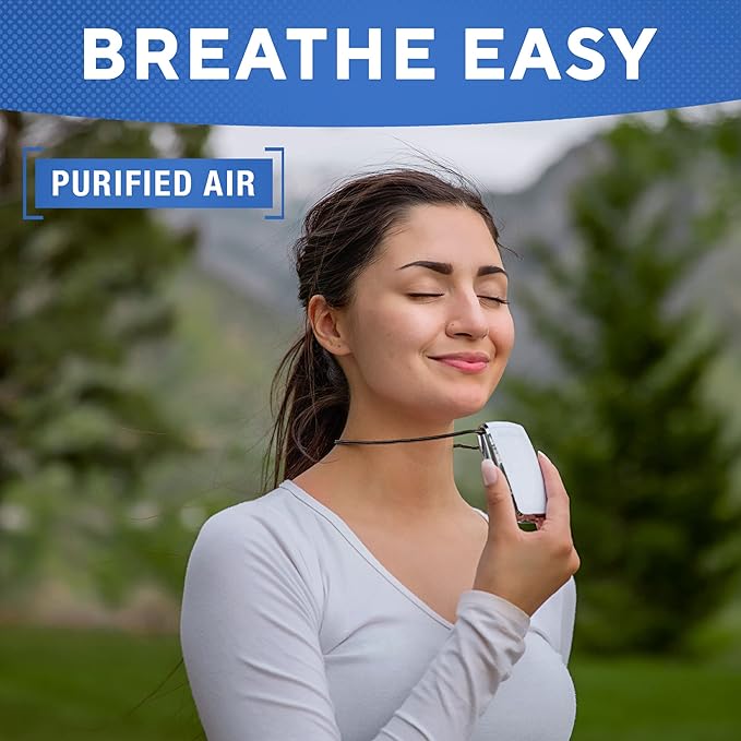 AirTamer A320W Rechargeable Personal Air Purifier, Proven Performance, Virus and Pollutant Tested*, White with Leather Travel Case