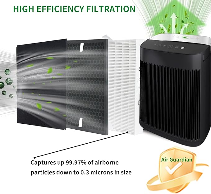 HPA5200B/HPA5250Air Purifier Replacement HEPA Filter Kit Compatible with Honeywell InSight Air Purifiers Model#HPA5200B/HPA5250,2Premium True Hepa Filter+2Enhancement Carbon Filters+4Carbon PreFilters