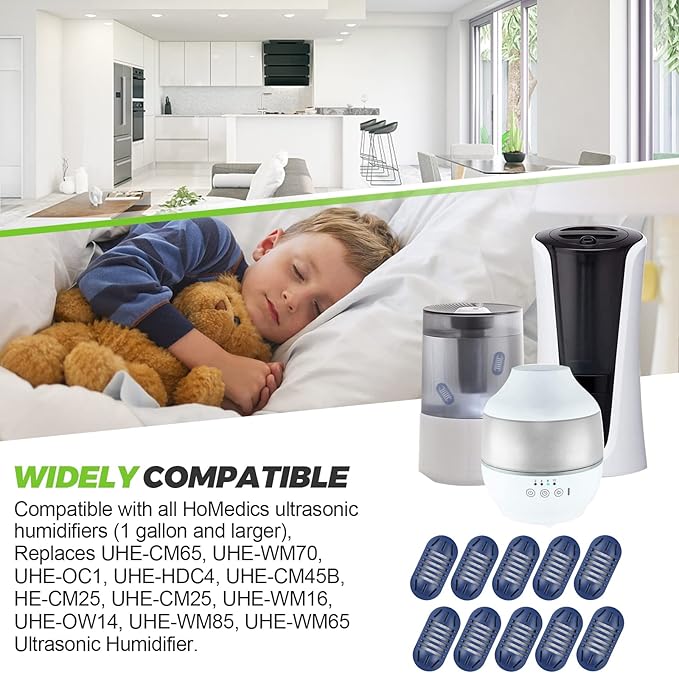 Techecook 10Pack Demineralization Cartridge Fit for HoMedics Ultrasonic Humidifier Demineralization Cartridge Filter UHE-HDC4, Eliminate White Mist|Prevent Hard Water Build-Up|Filter Mineral Deposits