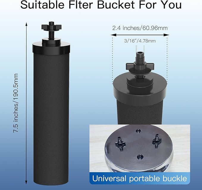 NSF/ANSI 375 Certified Water Filter, Replacement for Berkey® BB9®-2 Black Purification Elements and Berkey® Gravity Filter System, Pack of 2