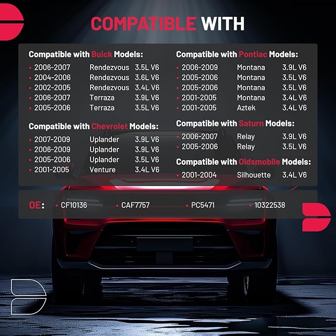 BDFHYK 2PC CF10136 Cabin Air Filters with Activated Carbon Compatible with Chevy 2005-2009 Uplander, 2001-2005 Venture, Compatible with Buick 2002-2007 Rendezvous, 2005-2007 Terraza