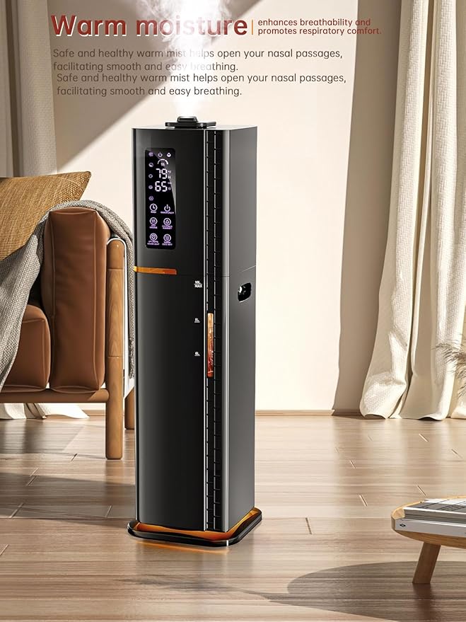2.64Gal Humidifiers for Bedroom Large Room, Warm and Cool Mist up to 500ft², Top Fill Diffuser Ambient Light, 3 Mist Modes, 24H Timer, 35dB Quiet Humidifier for Home Office Plants
