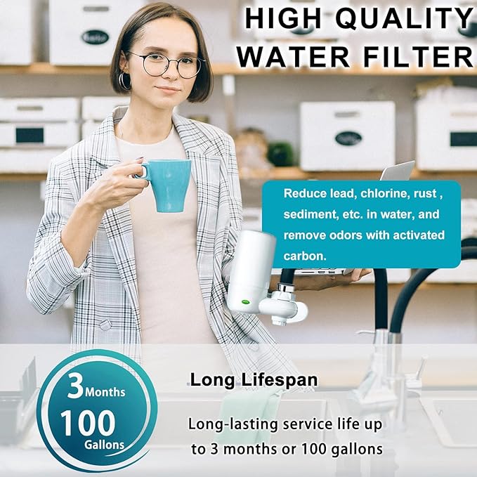 Faucet Water Filter Replacement for Brita®Faucet Filter，Brita® FR-200, FF-100 Replacement Filter-3 piece,white。 (FL-7027)