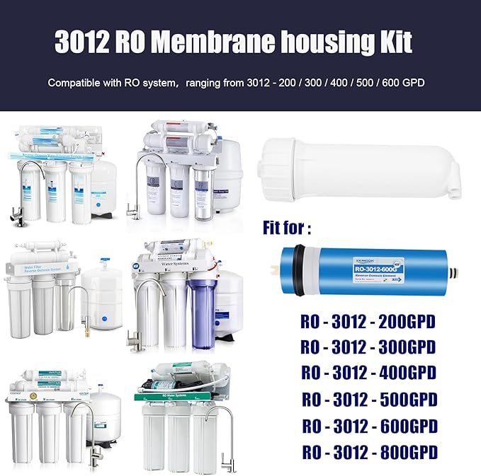 3012 Reverse Osmosis Membrane Housing Kit with Quick-Connect Fitting,Wrench for 200/300/400/500/600 GPD Universal Reverse Osmosis Water Filter Systems