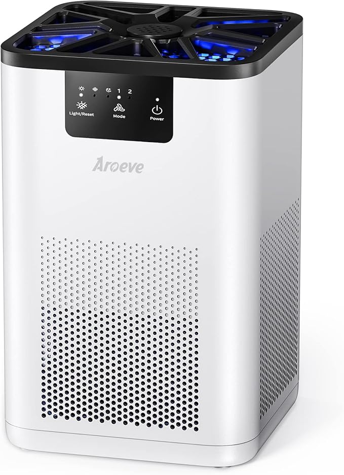 AROEVE Air Purifiers for Bedroom Air Purifier With Aromatherapy Function For Pet Smoke Pollen Dander Hair Smell 20dB Air Cleaner For Bedroom Office Living Room, MK06- White(Available for California)