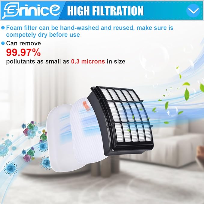 Filter Brush Roller Kit for Shark Navigator Lift Away Vacuum NV350 NV351 NV352 NV355 NV356 NV356E NV357 NV358 NV360 UV440 Replacement Parts, 1 HEPA Filter + 2 Foam & Felt Filter + Brush Roller