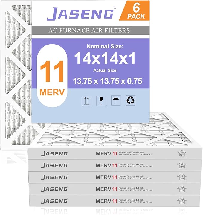 14x14x1 Furnace Air Filters 6 Pack, MERV 11 MPR 1000 & FPR 7 Filtering, HVAC Air Filter Replacement (exact dimensions: 13 3/4"x 13 3/4"x3/4")