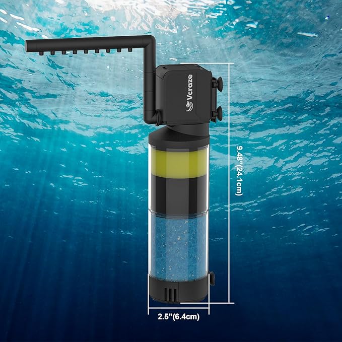 3-Stage Submersible Aquarium Filter for 10-40 Gallon Fish Tanks, Fish Tank Filter with Aeration/Rainfall Modes, Fish Filter Tank Filter Turtle Filter Reptile Filter for in-Tank Use