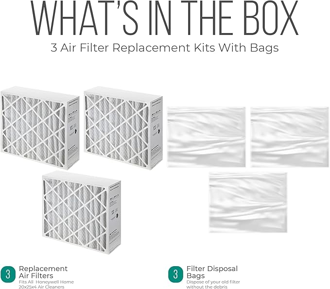 Furnace Filters FC100A1037 - HVAC 20x25x4 Air Filter Replacement Merv 11 with Homequip Easy Disposal Bag (3 Pack)
