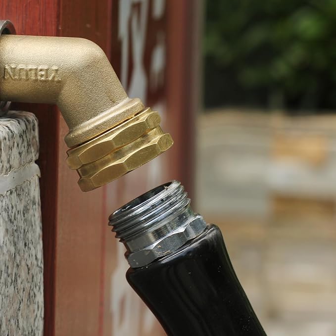 Garden Hose Elbow Connector 45 Degree Solid Brass Pipe Fittings -Eliminates Stress and Strain On RV Water Intake Hose Adapter 3/4" FHT x 3/4" MHT (45 Degree Hose Elbow)