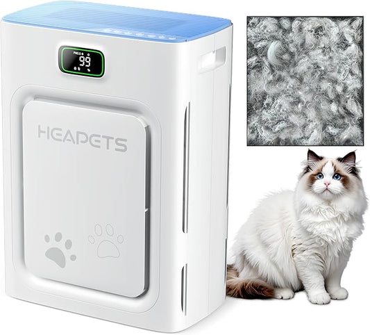 Pet Air Purifier for Home Large Room up to 2000 sq ft, H13 HEPA Double-Sided Air Filter Washable, Air Cleaner for Pet Hair Dander Odor Allergies Pollutant, PM2.5 Air Quality Monitor, Auto Mode, Blue