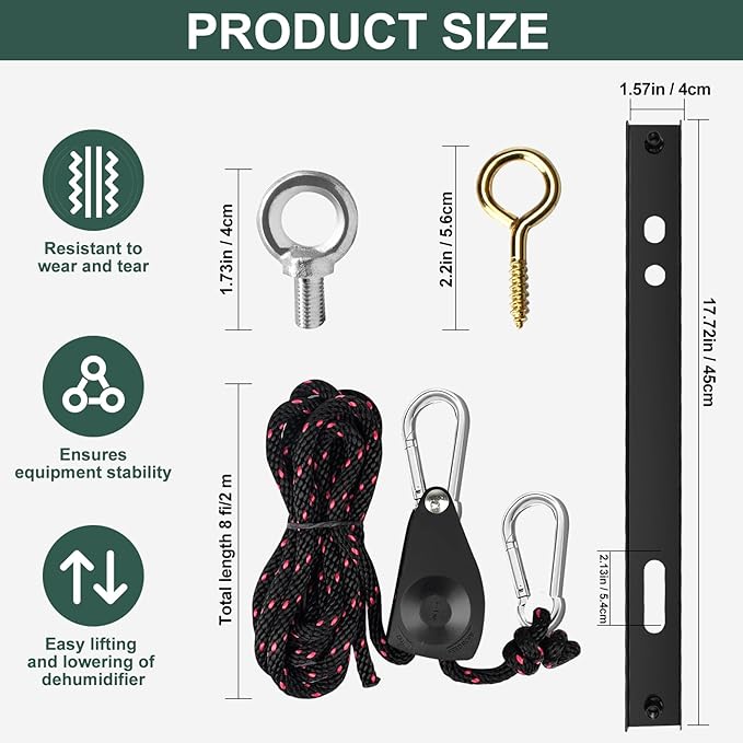 Hanging Kit for Dehumidifiers in Crawl Spaces & Basements | Heavy-Duty Metal Dehumidifier Protection Frame | Anti-Vibration Dehumidifier Hanging Support Accessories to Reduce Noise – Load 300 lbs.