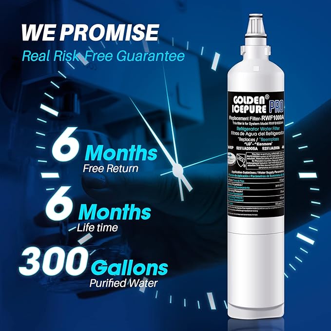 GOLDEN ICEPURE RWF1000A Replacement For 5231JA2005A, LG LT600P, 469990, WF300, FML-2, 5231JA2006B, LFX25961SB, LSC27931ST, LFX25971ST, LRSC26925TT, LSC27990TT 3PACK