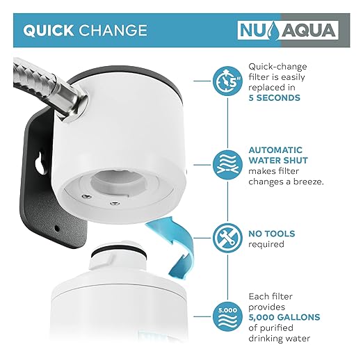 Nu Aqua Under Sink Water Filter System, High Capacity Fast Flow 3/8”, Reduces Lead, Chlorine, Bad Taste & Odor – Direct Connect Undersink Filteration System - 120-Day Trial