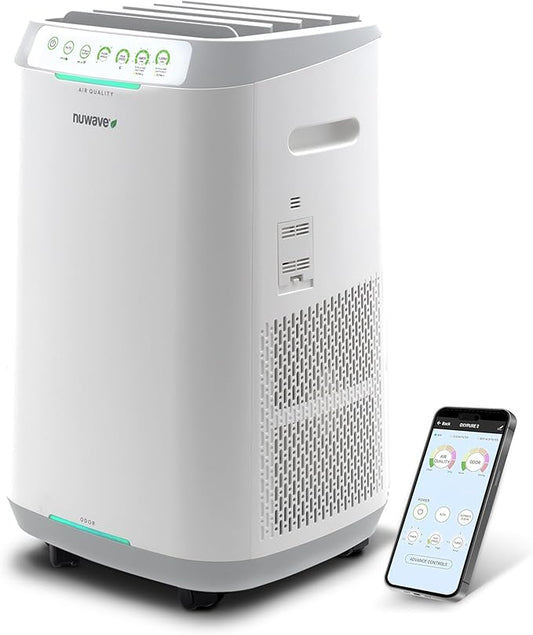 Nuwave Forever Air Purifier for Home Large Room Up to 2,002 Ft², Dual Sensors, 7 Easy to Clean & Washable Filters, Smart WiFi, Removes Smoke, Dust & Pollen Down to 0.1 Microns