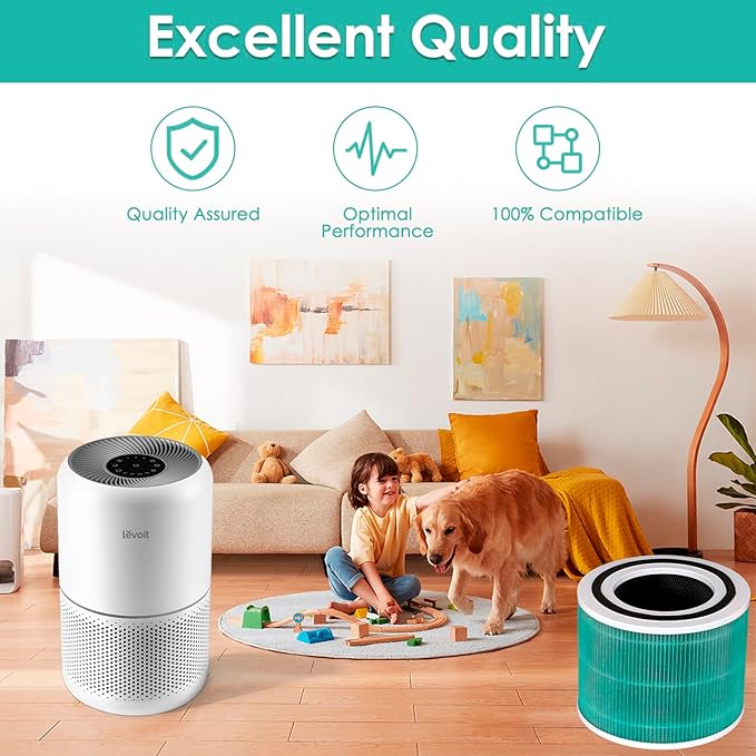 4 Pack Core 300 Replacement Filter for LEVOIT Core300-P and Core300S-P Air Purifier, Core 300-P Core 300S-P, H13 True HEPA Filter, 3-in-1 Filter Activated Carbon Filters, Compare Core 300-RF-TX Green