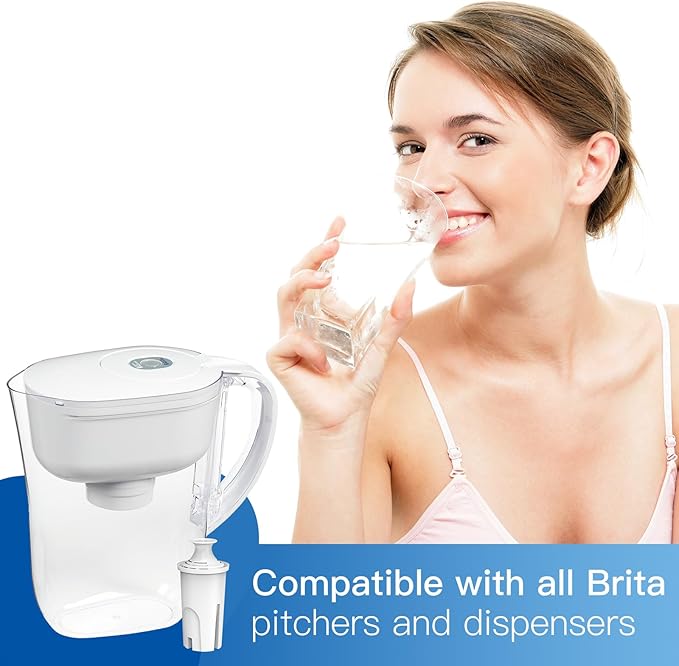 NSF Certified Pitcher Water Filter, Replacement for Brita® Filters, Pitchers, Dispensers, Brita® Classic OB03, Mavea® 107007, 35557, and More (Pack of 2)