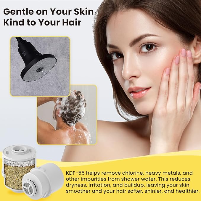 Filtered Shower head, Rain Shower Head with Filter, High Pressure Shower Filter Head for Hard Water, 99% REMOVAL for Chlorine, Heavy Metals, Improves Skin & Hair, Matte Black