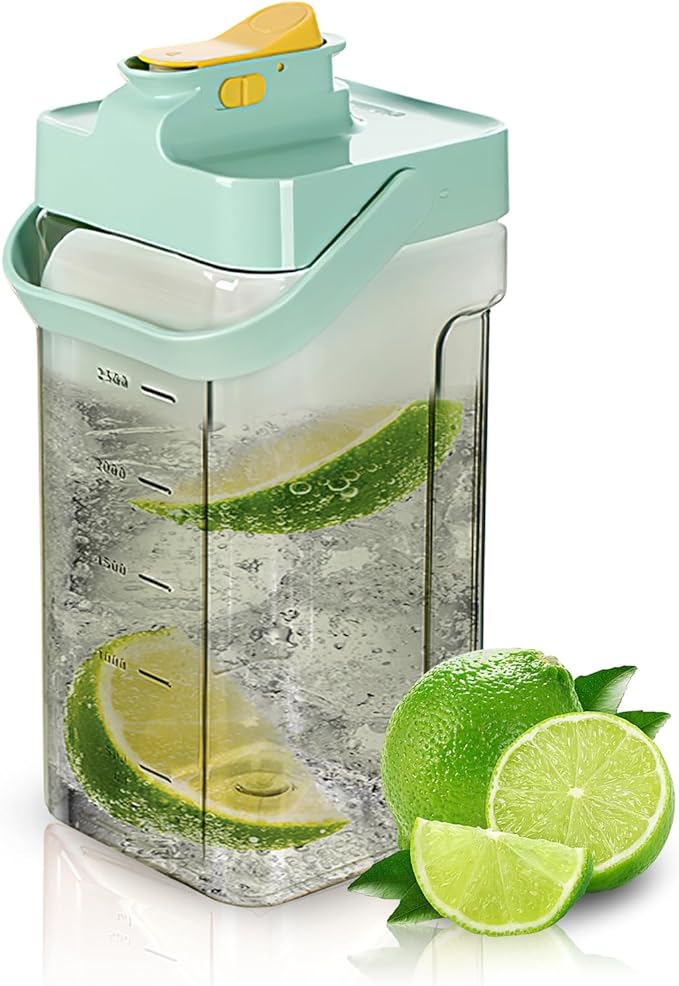 120 oz Cold Water Bottle, Clear Plastic Kettle with Lid, BPA-Free & Shatter-Resistant Refrigerator Pitcher, Perfect for Iced Tea, Sangria, Lemonade, Juice, Milk & More (Green)