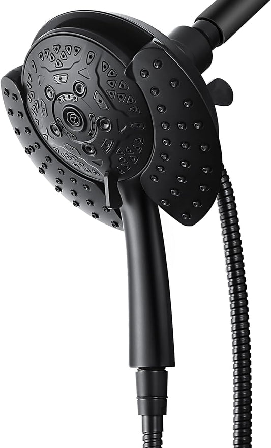 Shower Heads with Handheld Spray Combo: 7.2" Rain Shower Head & Handheld Shower Head 2-IN-1 Shower Head with 60" Hose (BLACK), Shower Trim Systems