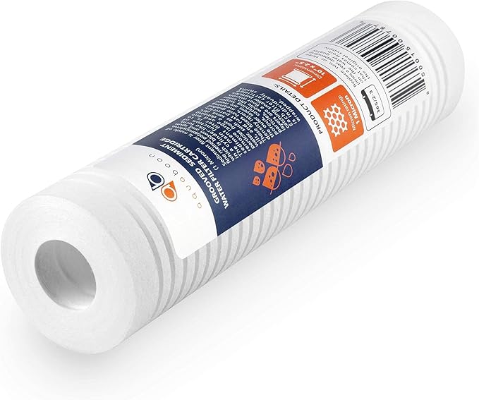 Aquaboon Whole House 1 Micron 10 x 2.5 PP Grooved Sediment Water Filter Cartridge Replacement Compatible with AP110, WHKF-GD05, CFS110, P5, 4-Pack