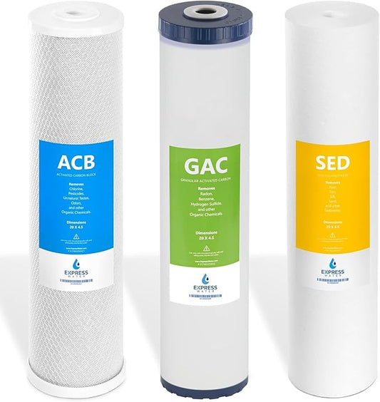 EXPRESS WATER FLTWH2045CGS1 Whole House Replacement Water Filter Set, 3 Count (Pack of 1), White