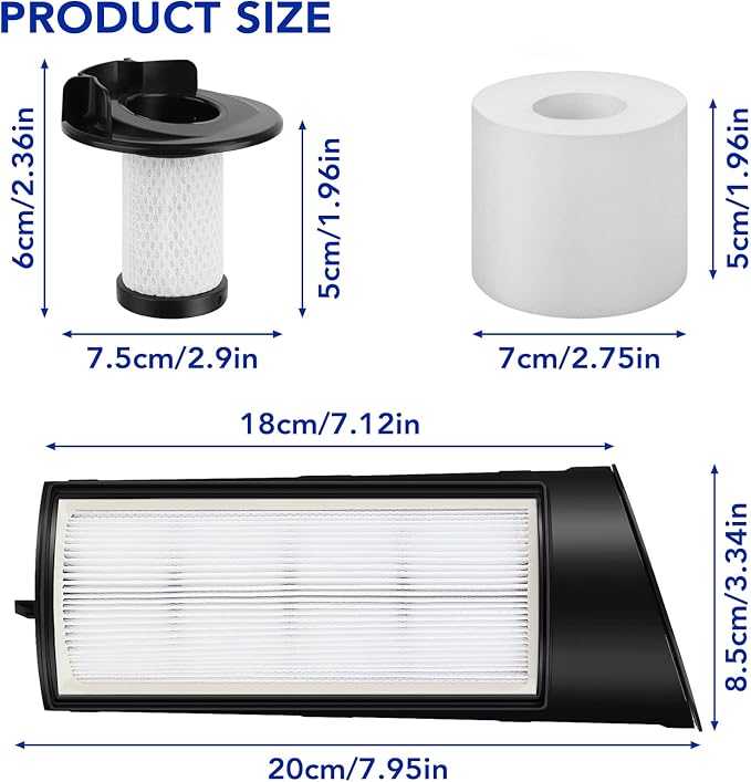 Vacuum Filter Replacement for Shark ICZ362H IC160 IC162 - Accessories Parts for Shark Vertex Pro Powered Lift-Away Cordless Vacuum- 2 Foam Filter and 2 Pre-Motor Filter 1 HEPA Filter and 1 Brush