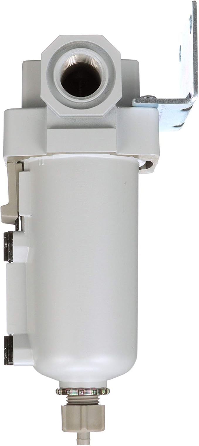 PneumaticPlus SAF400-N04B-MEP Compressed Air Particulate Filter 1/2" NPT, 10 Micron - Metal Bowl w/Manual Drain, Bracket