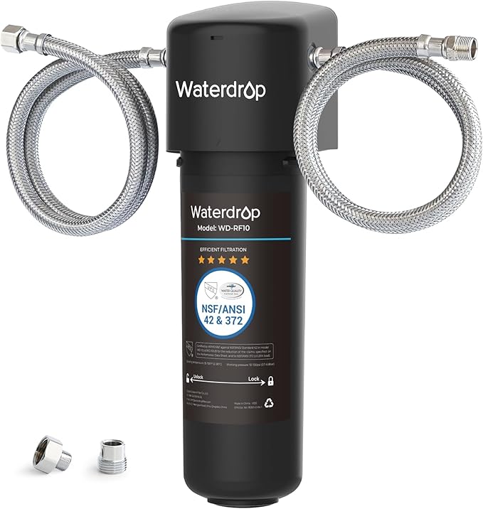 Waterdrop 10UA Under Sink Water Filter System, Reduces PFAS, PFOA/PFOS, Lead, Chlorine, Bad Taste & Odor, Under Counter Water Filter Direct Connect to Kitchen Faucet, NSF/ANSI 42 Certified, 8K Gallons