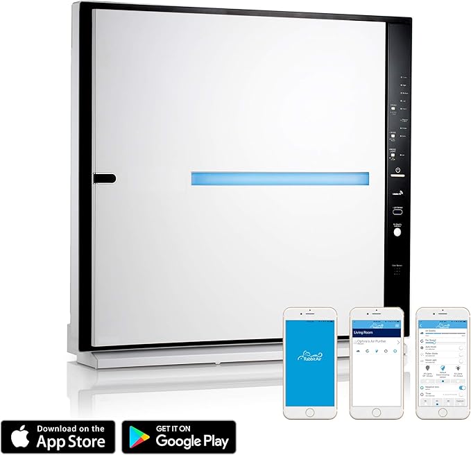 Rabbit Air, MinusA2 Air Purifiers for Home, Ultra Quiet HEPA Air Purifier - Wall Mountable Air Purifiers for Home Large Room, Allergies, Dust, Mold, Smoke & VOCs - (SPA-780N, White, Pet Allergy, WIFI)