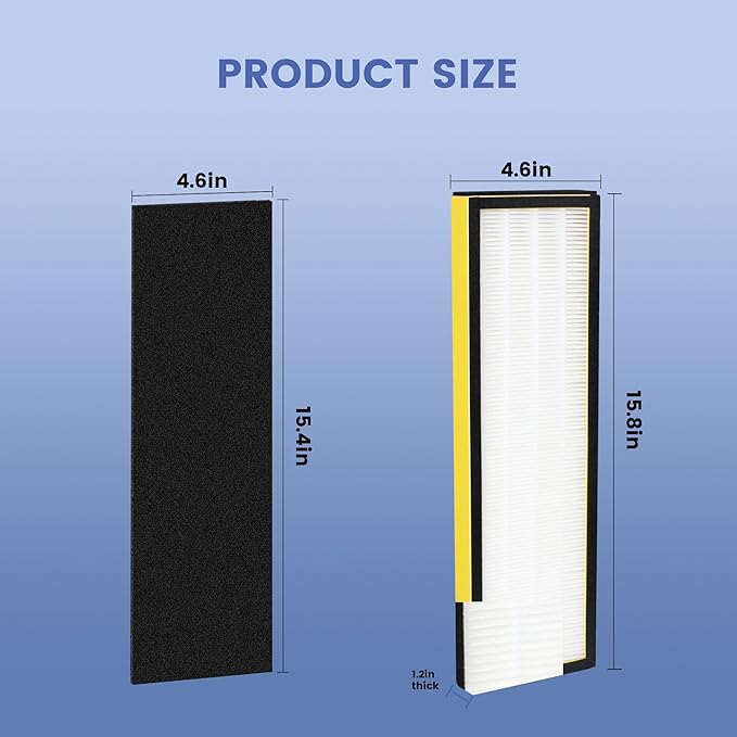 2 Pack FLT4825 True Filter B Replacement with 8 Pre-Filters Compatible with Guardian Air Purifier AC4825 AC4300 AC4800 AC4900 AC4850,H13 Filter