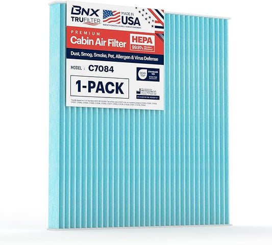 BNX TruFilter C7084 Cabin Air Filter, HEPA 99.97%, Compatible With Jeep Cherokee; Chrysler 200