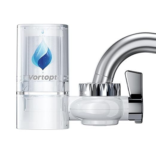 Advanced Sink Faucet Filter, NSF Certified Faucet Installation System, 400 Gallon Capacity, Can Reduce 99% Chlorine and Odors, with 1 Water Filter（T1-White）
