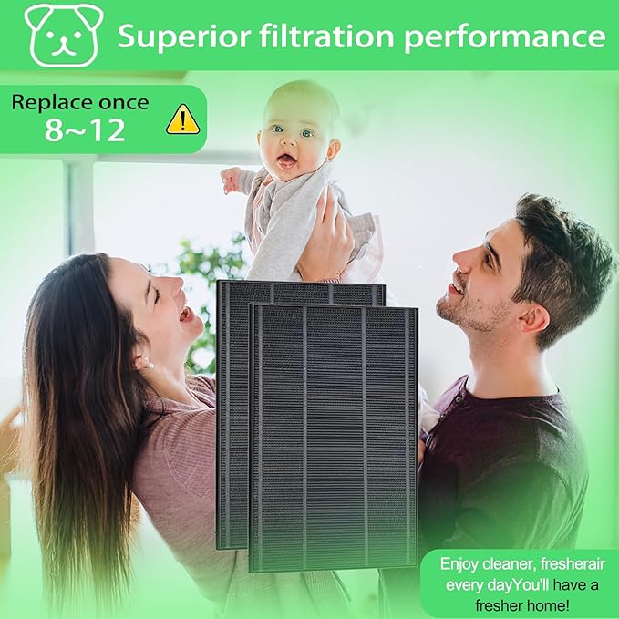 KC850U Filter Replacement Compatible With Sharp Air Purifier KC-850U Filter Activated Carbon Replacement Part # FZ-C100HFU 2 pack