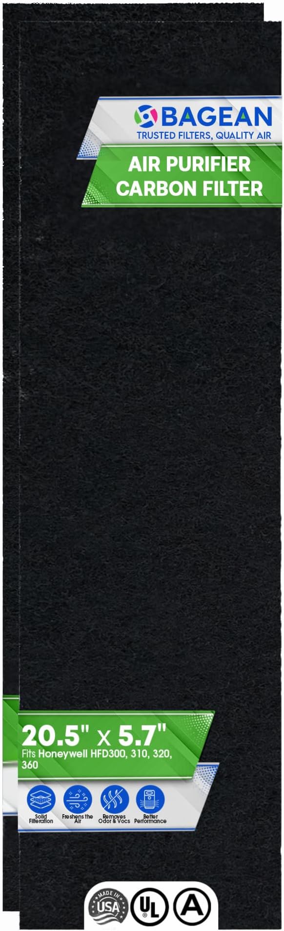 Bagean Carbon Pre Filter 20.5” x 5.7” Compatible with Honeywell Air-Genius Tower Air Purifier Models HFD320 & More - Fits Honeywell K Filter Replacement - Filters Odors & Freshens the Air (2-Pk)