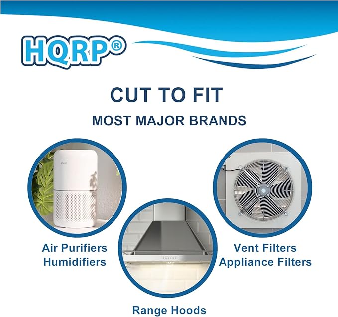 HQRP Cut-to-fit Carbon Pre-Filter Compatible with Honeywell HPA300, 50100, 50150, 50250-S, 17000-S, 50255, 50300, 51360, 51376, 51500, 51771 models