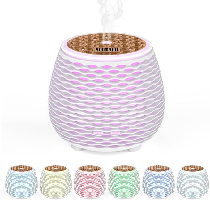 2 Pack 140ml Small 25dB Quiet Working Essential Diffuser,Aromatherapy Diffusers Cool Mist Humidifier with USB 7 LED Light Color,Waterless Auto Shut-Off for Home Office Room