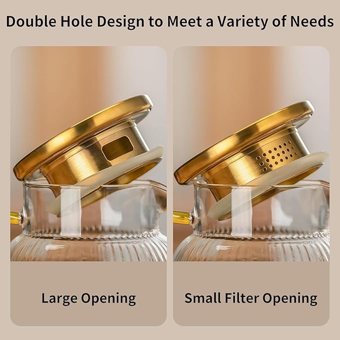 Glass Pitcher with Lid, 68 oz/2 Liter Classic Vertical Stripes Water Pitcher,Glass Water Carafe for Cold Brew, Coffee, Lemonade, Iced Sun Tea,Beverage,Milk, Heat Resistant