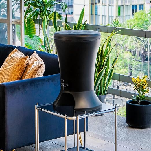 Ecofiltro - Large 7.9 Gallon Mazari Eco-Friendly Polypropylene Water Purifier Dispenser and Filter with Activated Charcoal (Black)