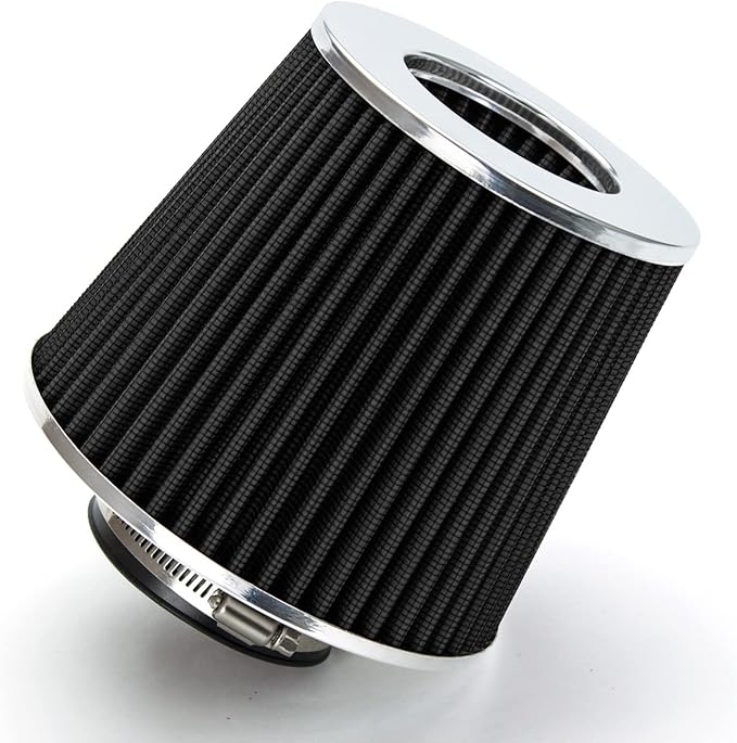 BLACK 3.25" 82.5 mm Inlet Cold Air Cone Replacement Performance Washable Clamp-On Dry Air Filter