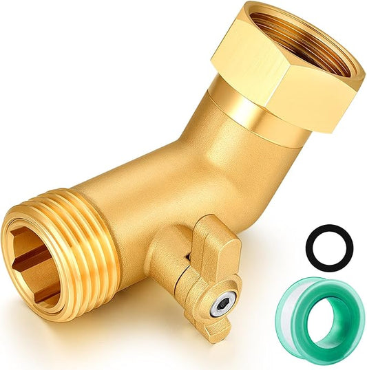 Garden Hose Angle Valve 45 Degree Brass Extender Solid 3/4 Inch Hose Elbow with Switch Adapter (45° switch elbow 1PSC)