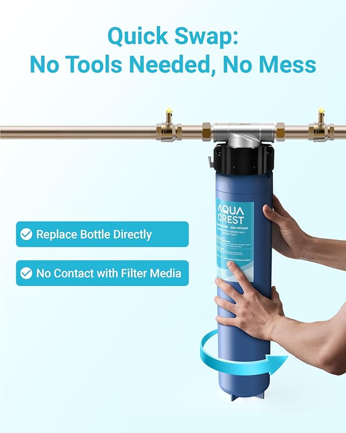 AQUA CREST W03AS Whole House Water Filter, Well Water Filter Replacement for Aqua-Pure® AP917HD-S, Compatible with 3M® Aqua-Pure® AP904 System, Reduces Chlorine Taste and Odor, Inhibits Scale, 1 Pack