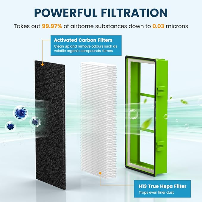 Colorfullife 4 True HEPA + 8 Pre-Filter Aer1 Filter Replacement Compatible With Holmes AER1 Air Purifiers, Replacement Parts # HAPF30AT, HAPF300AH-U4R, HAP242-NUC