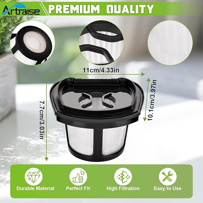 4 Pack 2390A Filter Replacement for Bissell Pet Hair Eraser Filter Hand Model 2390 2389 23903 2284W 2579 Handheld Vacuum, Compare to Parts # 1614212 1614203 1614204, 4 Mesh Filters 8 Foam Filters