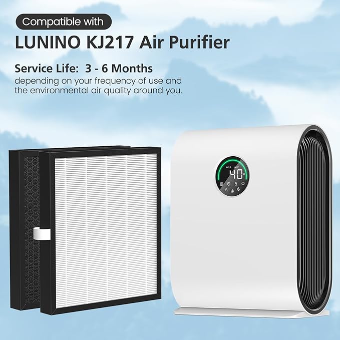 KJ217 Filter Replacement Compatible with MOOKA KJ217 Smart Large Air Purifier 3-in-1 With High-Efficiency Activated Carbon KJ217 Air Filter For Pets Dust Smoke Odor Dander Pollen, 2 pack